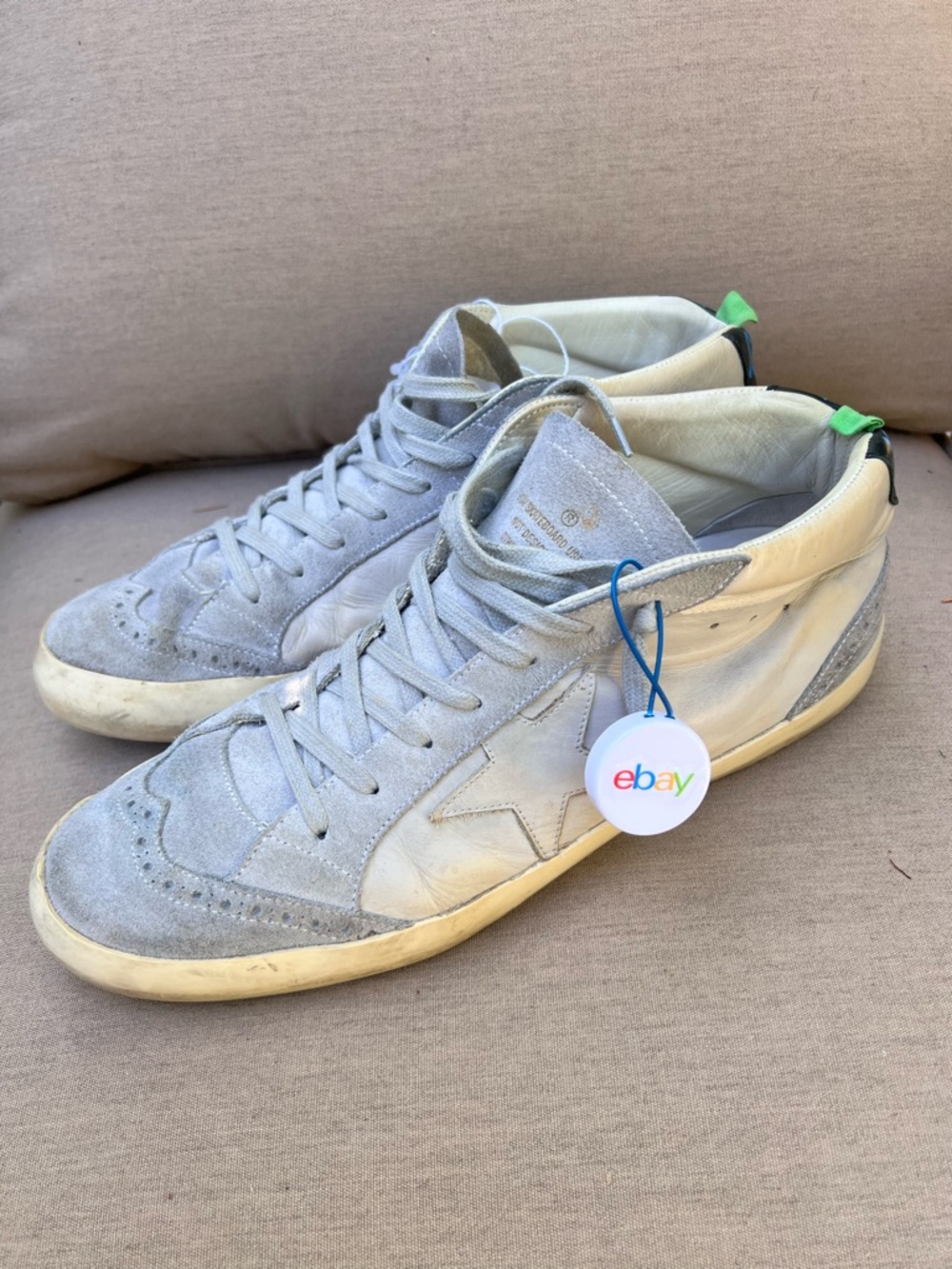 Golden Goose Men’s Light Gray & White High-Top Sneakers